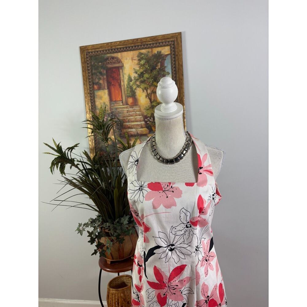 Evan Picone Sheath Dress Womens 10 White Floral Halter Neck Sleeveless Back Zip - Picture 3 of 9